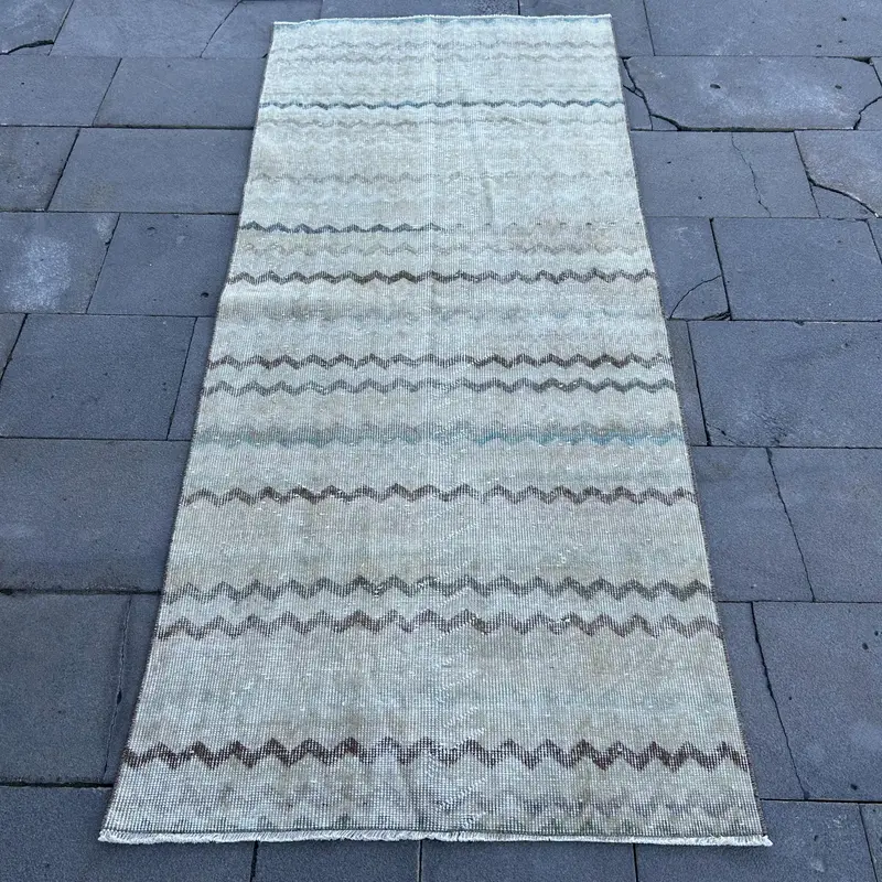 Bej Yeşil Kamuflaj Halı, 2,9x6,7 ft Şık Dekor