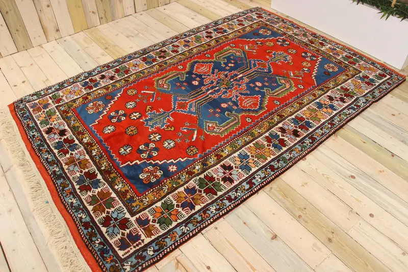 Türk Halısı, Büyük 5.7x9.2 ft Vintage Halı, Kırmızı Çiçekli Yün Halı - 1