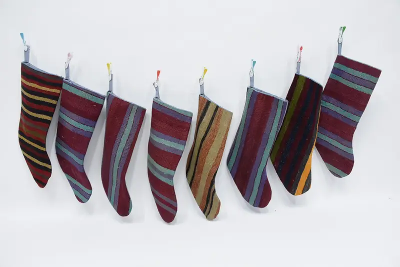 Bej Noel Süsleri Çorap, Şenlikli Tatil Dekorasyonu