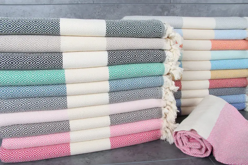 Personalized Turkish Beach Towel Organic Cotton Beige, 40x70 Inches