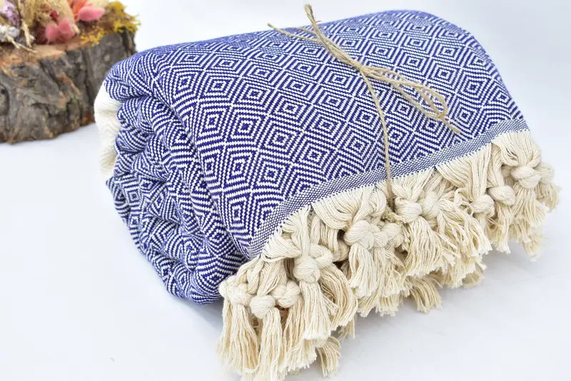 Woven Blanket, Turkish Cotton Blanket, Bedspread, Custom Wedding Gifts, 92x80 Cotton Diamond Towel, Bachelor Bachelorette Party Favors - 7