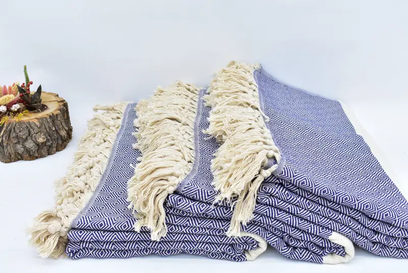 Woven Blanket, Turkish Cotton Blanket, Bedspread, Custom Wedding Gifts, 92x80 Cotton Diamond Towel, Bachelor Bachelorette Party Favors - 4
