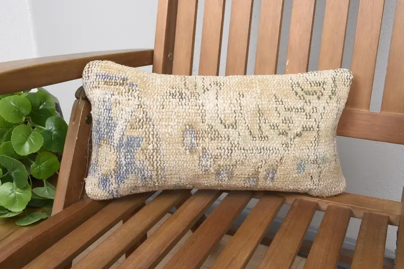 Orange & Braun besticktes Wurfkissen, 8x16 Vintage Geometrisches Kissen