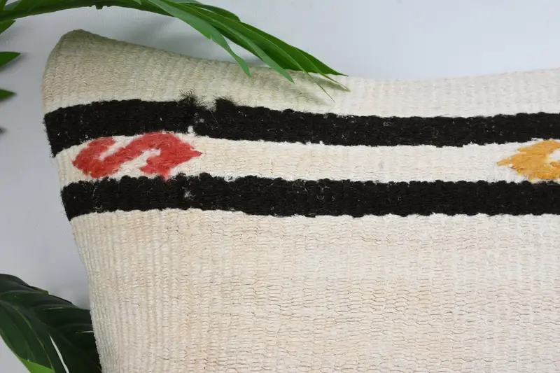 Antique Pillows, 16x16 White Pillow Cover, Handwoven Pillow Sham, Kilim Pillow, Cushion Case, Sustainable Pillow Case, Gift Pillow - 2