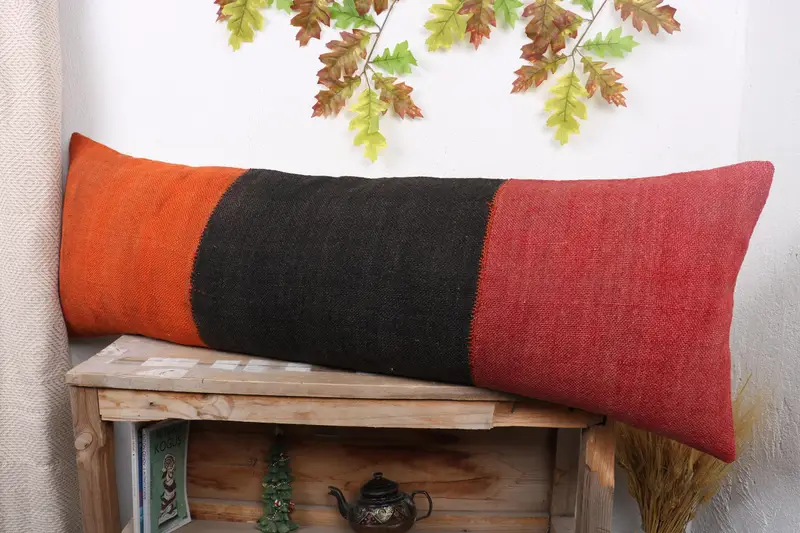 Pillow Case, Ethnical Kilim Rug Pillow, Pillow for Couch, Kilim Pillow, Oriental Pillow Cover, Tapestry Cushion Case, 16x48 Red Cushion - 4