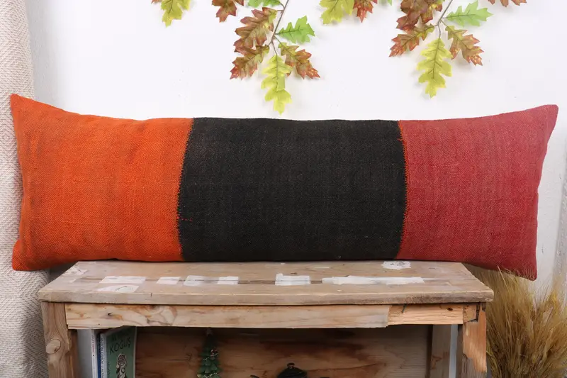 Pillow Case, Ethnical Kilim Rug Pillow, Pillow for Couch, Kilim Pillow, Oriental Pillow Cover, Tapestry Cushion Case, 16x48 Red Cushion - 2