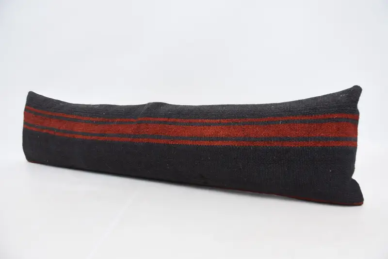 Handmade Kilim Cushion, Cushion Cover, Nomadic Pillow, Turkish Kilim Pillow, Vintage Kilim Throw Pillow, 12x48 Blue Pillow, Pet Cushion Cover - 4