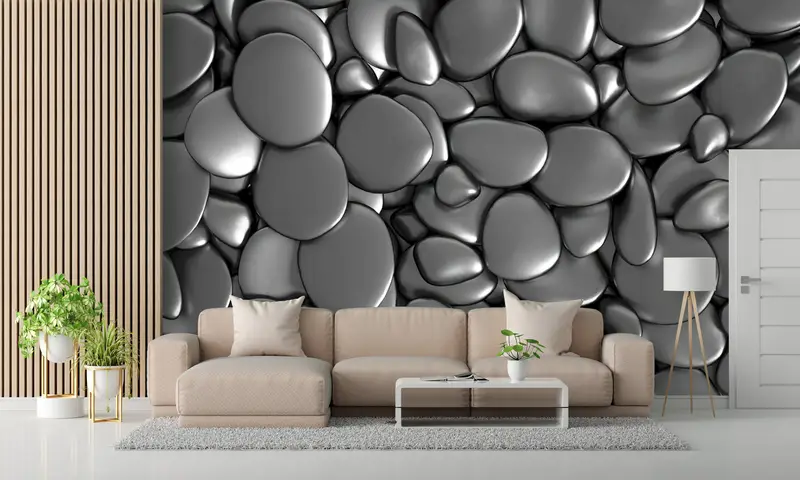 Çağdaş Metalik Gri Baskılı Duvar Kağıdı: Zarif Ev Dekorasyonu