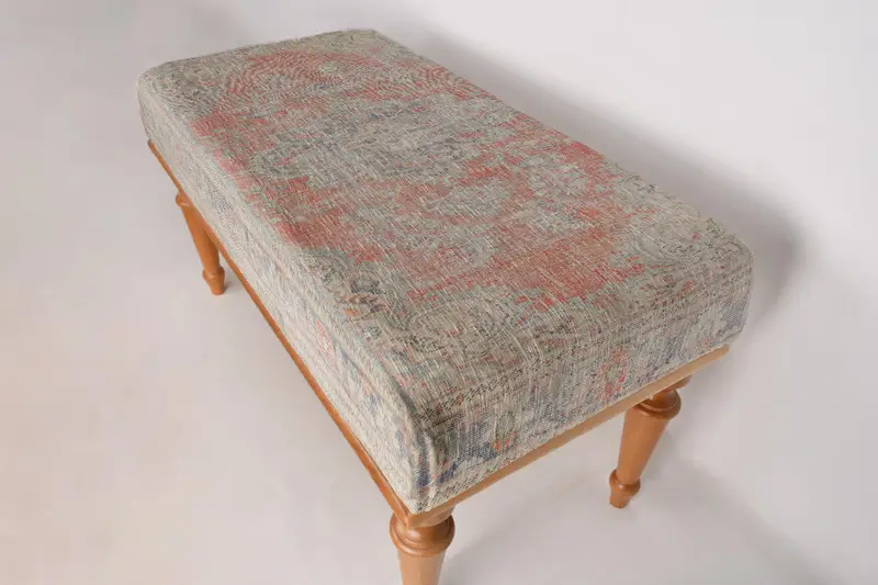 Modular Kilim-Inspired Ottoman Set, Comfortable Wool Blend Ottomans