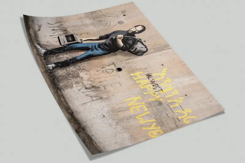 Benutzerdefiniertes Handlungen, helles Tapepapier, modernes Migrant Steve Jobs, Banksy Graffiti Wandplakat, Banksy Street Wandgemälde, - 6