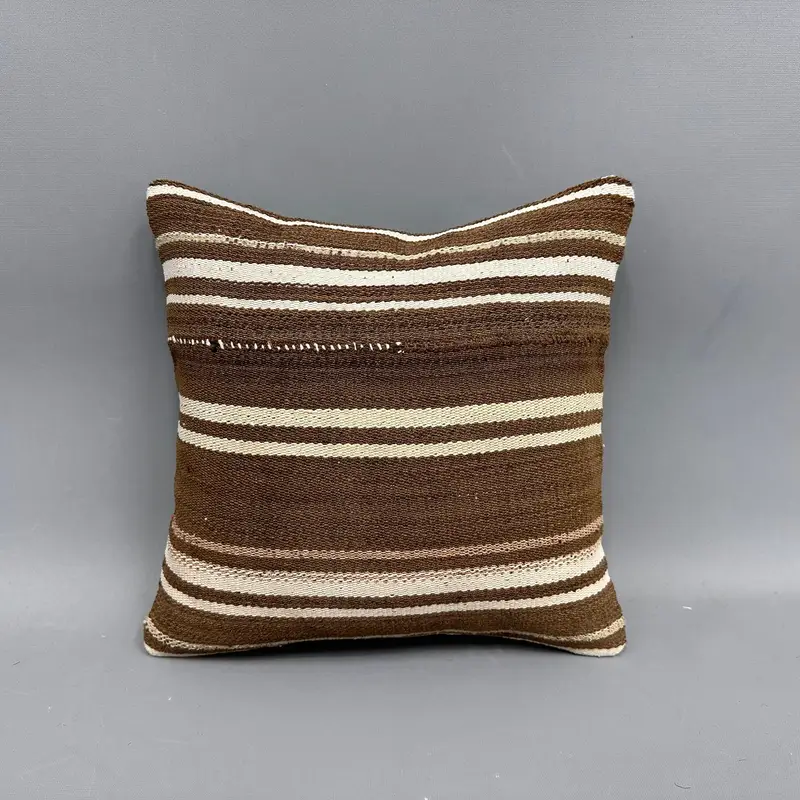 Pillow Case, Shabby Chic Pillow Sham, Bright Pillow Case, Vintage Kilim Throw Pillow, Home Decor Pillow, Gift Pillow, 12x12 Brown Pillow - 4