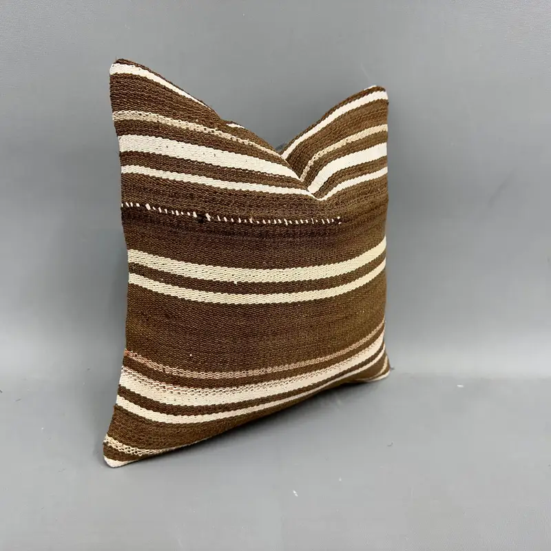 Pillow Case, Shabby Chic Pillow Sham, Bright Pillow Case, Vintage Kilim Throw Pillow, Home Decor Pillow, Gift Pillow, 12x12 Brown Pillow - 2