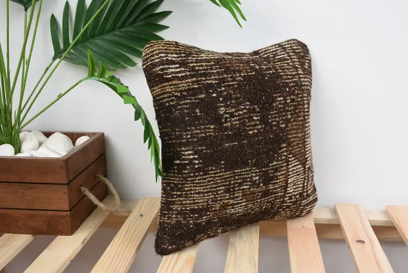 12x12 Brown Cushion, Ethnic Pillow Case, Handmade Kilim Cushion, Kilim Cushion Sham, Wholesale Cushion Cover, Cushion Cover, Kilim Pillow - 4
