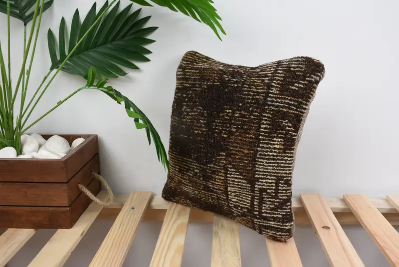 12x12 Brown Cushion, Ethnic Pillow Case, Handmade Kilim Cushion, Kilim Cushion Sham, Wholesale Cushion Cover, Cushion Cover, Kilim Pillow - 5