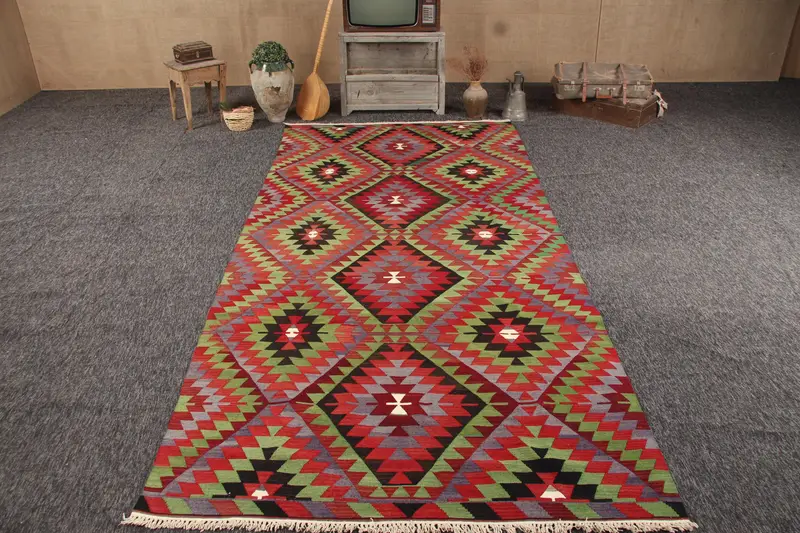 Turkish 5.4x12.1 ft Large Rug, Vintage Rug, Oushak Red Paisley Rug - 1