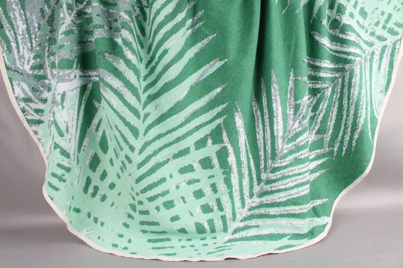 Turkish Beach Towel, Personalized Green Floral, 83x83 Inches