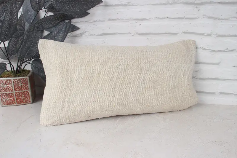 Pillow for Sofa, Accent Throw Pillow, 10x20 White Pillow, Pillow Sham, Interior Designer Pillow, Kilim Pillow, Yoga Cushion Cover - 3