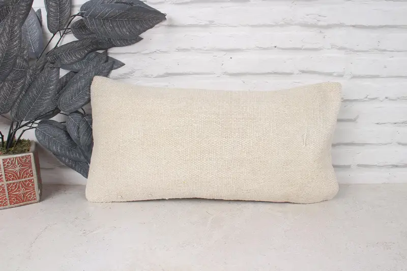 Pillow for Sofa, Accent Throw Pillow, 10x20 White Pillow, Pillow Sham, Interior Designer Pillow, Kilim Pillow, Yoga Cushion Cover - 1