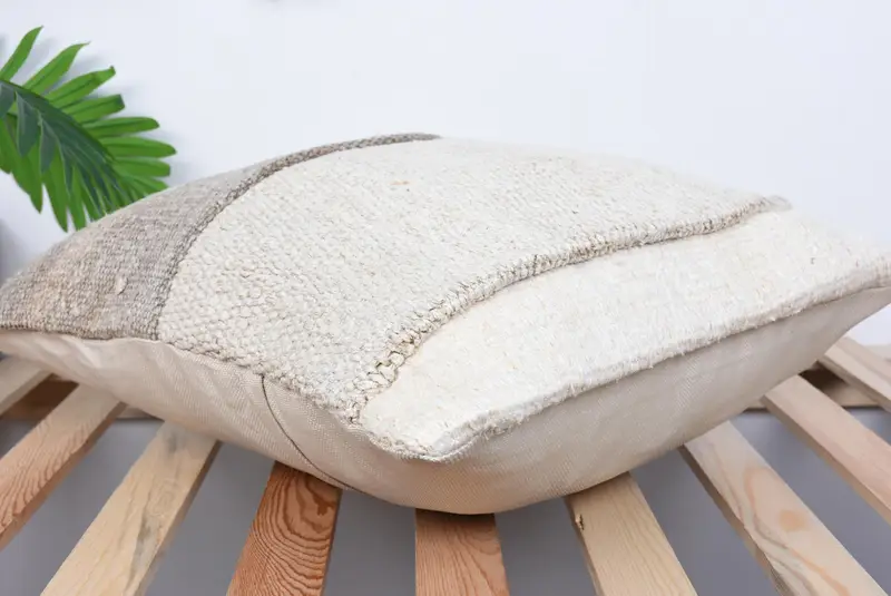Cushion Case, Turkish Kilim Pillow, Kilim Pillow Cover, Pillow for Sofa, 18x18 Beige Pillow Case, Ottoman Cushion, Turkish Corner Pillow Case - 6