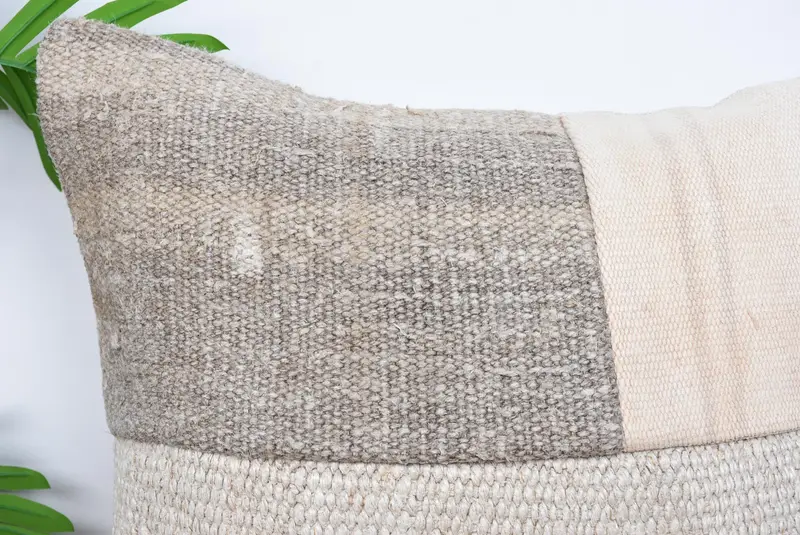 Cushion Case, Turkish Kilim Pillow, Kilim Pillow Cover, Pillow for Sofa, 18x18 Beige Pillow Case, Ottoman Cushion, Turkish Corner Pillow Case - 2