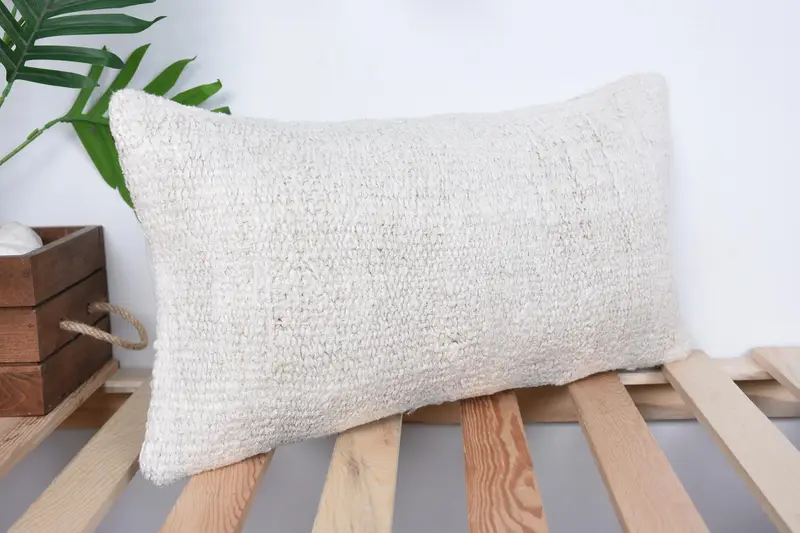 Cushion Case, Pillow for Couch, Accent Pillow Case, Bright Pillow Sham, 10x20 White Pillow, Kilim Pillow, Ethnical Kilim Rug Pillow - 4