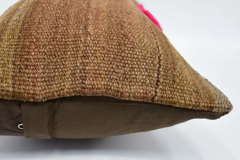 Cushion, Antique Pillows, Crochet Pattern Pillow Cover, Gift Pillow, Wholesale Pillow, 12x24 Brown Cushion, Turkish Kilim Pillow - 5