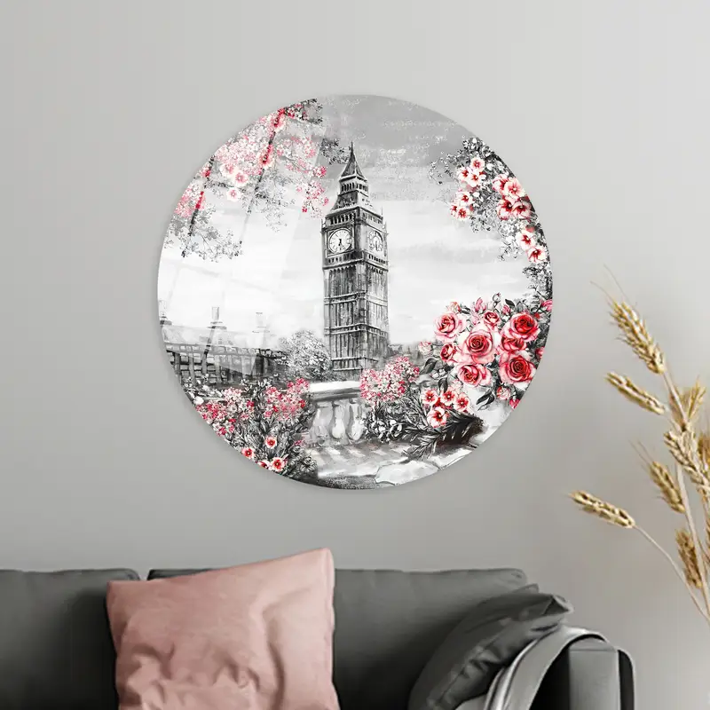 Elegant London Canvas: Big Ben, Cityscape, Floral Art Print