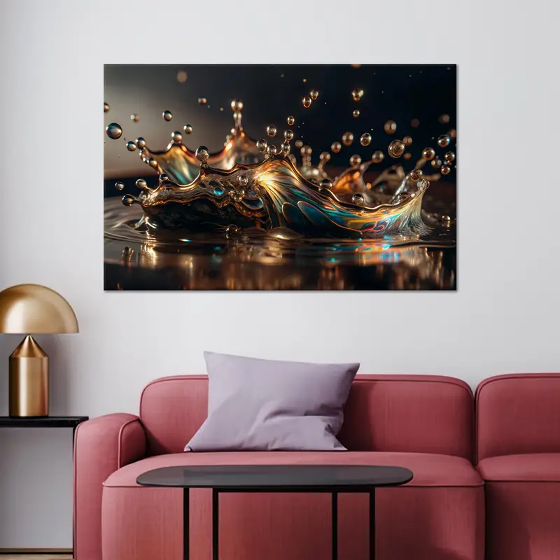 Lienzo abstracto con gotas de agua: gotas de colores vibrantes Lámina artística
