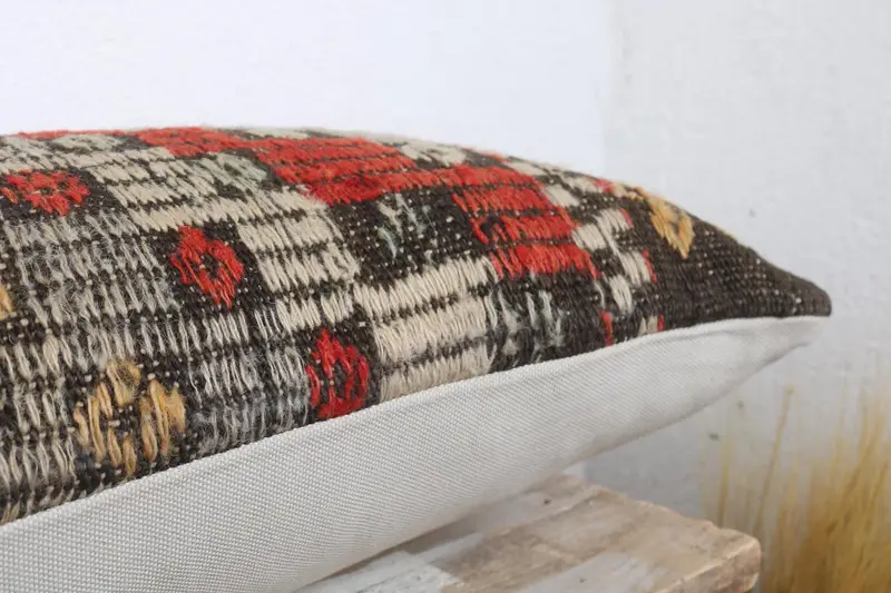 Interior Designer Pillow, Vintage Pillow, Pillow for Sofa, Cushion Case, Yoga Pillow Sham, 12x36 Red Cushion Case, Ottoman Pillow Cover - 6