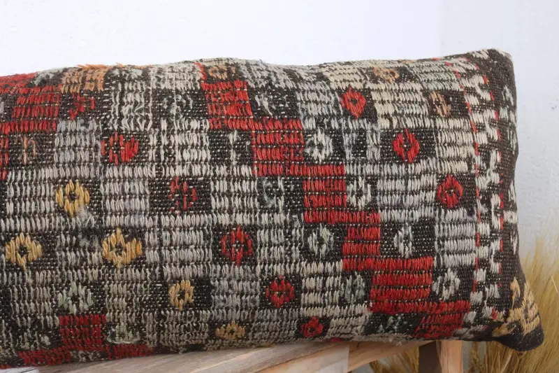 Interior Designer Pillow, Vintage Pillow, Pillow for Sofa, Cushion Case, Yoga Pillow Sham, 12x36 Red Cushion Case, Ottoman Pillow Cover - 5