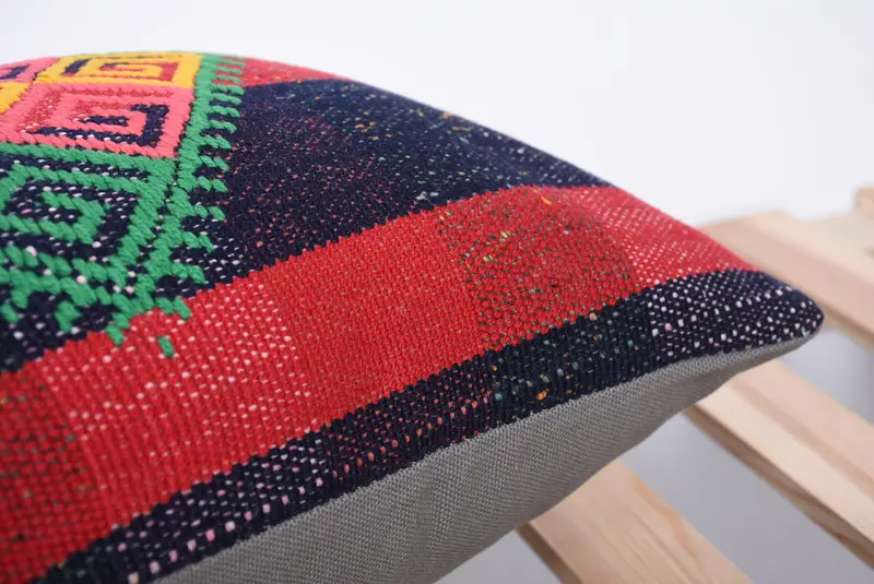 Ikat Pillow Sham, Cushion Case, 12x24 Red Cushion, Turkish Rugs Cushion, Turkish Pillow, Interior Designer Pillow, Antique Pillows - 7