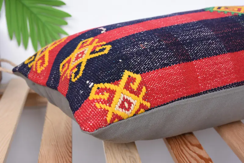 Ikat Pillow Sham, Cushion Case, 12x24 Red Cushion, Turkish Rugs Cushion, Turkish Pillow, Interior Designer Pillow, Antique Pillows - 6