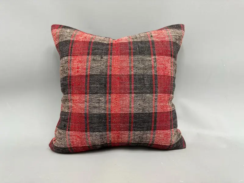 18x18 Red Cushion Cover, Throw Kilim Pillow, Retro Pillow Case, Cushion Case, Ethnical Kilim Rug Pillow, Boho Pillow Sham Cover, Accent Throw Pillow - 4