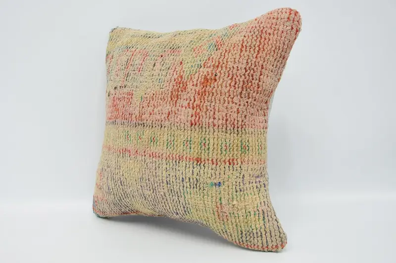 Vintage Pillow, 16x16 Red Cushion Cover, Pillow for Sofa, Cotton Pillow, Pattern Throw Pillow, Cushion Case, Vintage Kilim Pillow, Bolster Pillow - 4