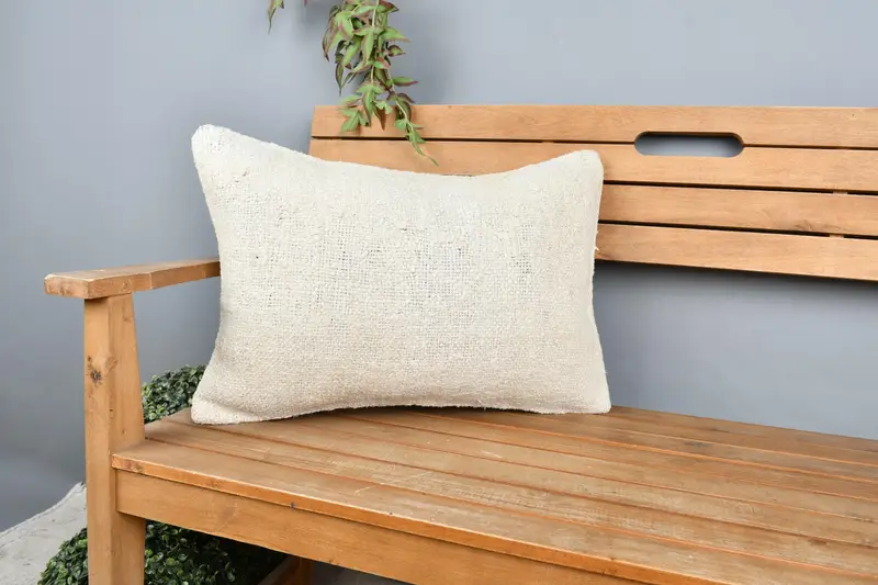 Pillow Case, Lounge Throw Cushion Cover, Natural Pillow Sham, Throw Kilim Pillow, Vintage Kilim Pillow, 16x24 Beige Cushion, Kilim Pillow Cover - 1