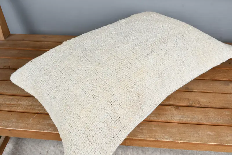 Pillow Case, Lounge Throw Cushion Cover, Natural Pillow Sham, Throw Kilim Pillow, Vintage Kilim Pillow, 16x24 Beige Cushion, Kilim Pillow Cover - 3
