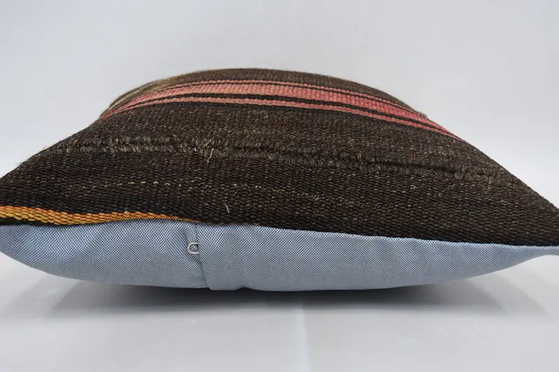 Muted Cushion, Cushion Cover, Accent Throw Pillow Sham, Vintage Kilim Throw Pillow, Kilim Cushion Sham, 16x16 Brown Cushion Case, Gift Pillow - 5