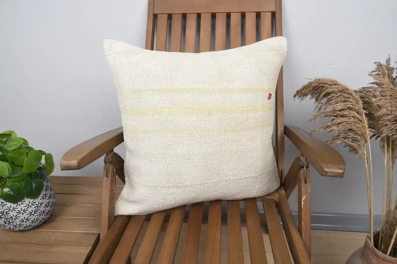 One Of A Kind Cushion Case, 20x20 Beige Cushion Case, Kilim Pillow Cover, Turkish Pillow, Boho Pillow, Authentic Pillow, Cushion Case - 1
