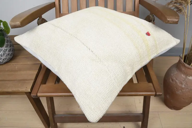 One Of A Kind Cushion Case, 20x20 Beige Cushion Case, Kilim Pillow Cover, Turkish Pillow, Boho Pillow, Authentic Pillow, Cushion Case - 4
