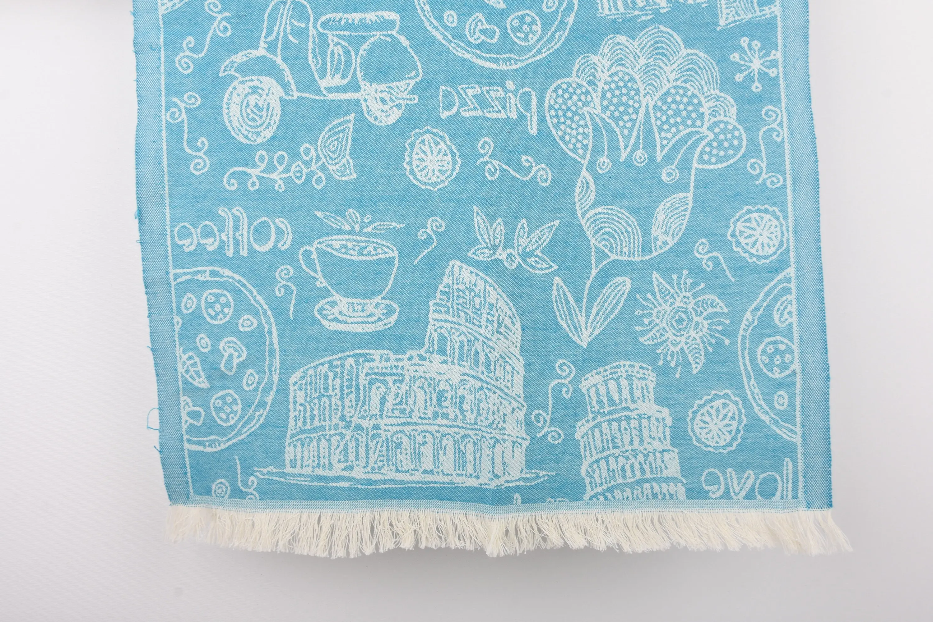 Monogram Kitchen Towel, Organic Cotton, Dark Turquoise Design, 28x20 Inches - 1