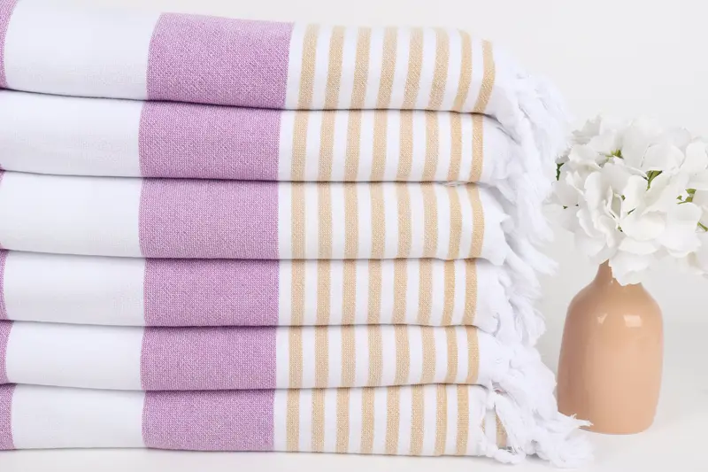Fouta towel, Luxury Beach Towel, Absorbent towel, Bridemaids Beach Towel, Wedding Gift For Bride, Wedding Favors, 68x36 Cotton Striped Terry Towel - 3