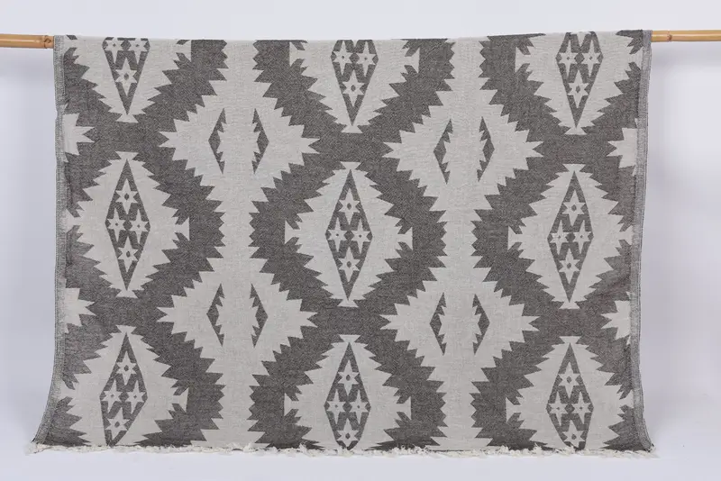 Brown Geometric Turkish Towel Monogram, Bath Towel, 70x36 Inches
