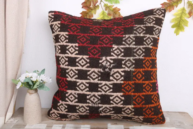 Cozy Throw Cushion Cover, Antique Pillows, Gift Pillow, Kilim Pillow, Muted Pillow Sham, Bed Cushion, 20x20 White Cushion, Cushion Cover - 2
