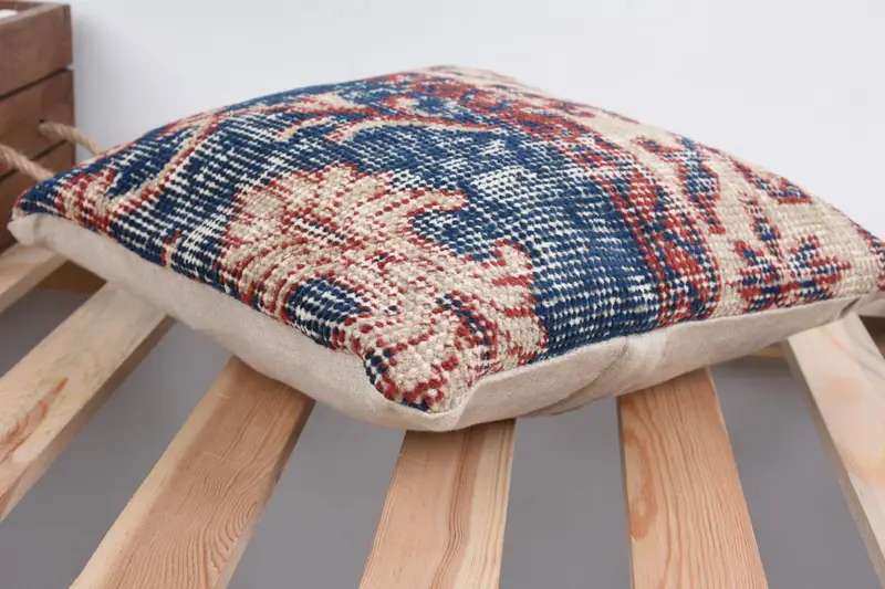 Authentic Cushion Case, Boho Pillow, Turkish Pillow, Pillow for Couch, 12x12 Blue Pillow Sham, Outdoor Bolster Cushion, Yoga Cushion Case, Cushion - 6
