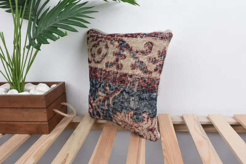 Authentic Cushion Case, Boho Pillow, Turkish Pillow, Pillow for Couch, 12x12 Blue Pillow Sham, Outdoor Bolster Cushion, Yoga Cushion Case, Cushion - 5