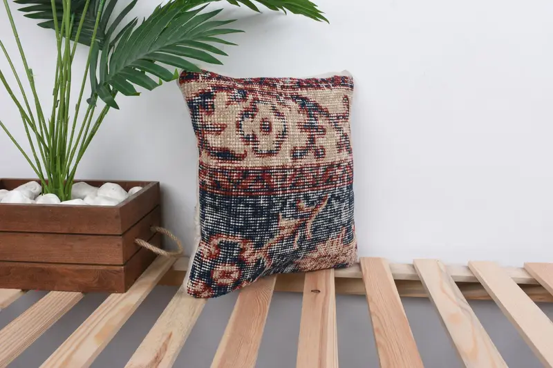 Authentic Cushion Case, Boho Pillow, Turkish Pillow, Pillow for Couch, 12x12 Blue Pillow Sham, Outdoor Bolster Cushion, Yoga Cushion Case, Cushion - 4