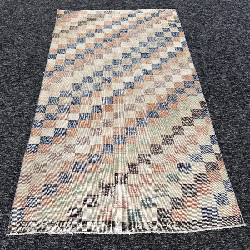 Blue Floral Rug, 0.3x7 ft Vibrant Blue and Orange