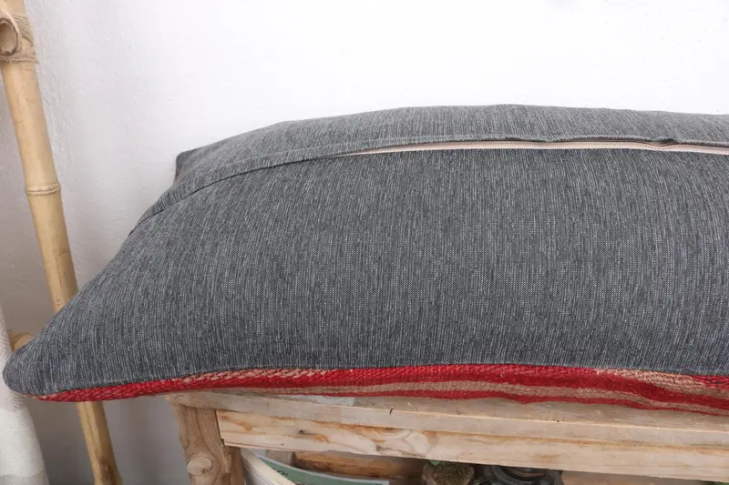 Vintage Kilim Throw Pillow, Pillow, Yoga Pillow Case, Turkish Bench Cushion Case, Antique Pillows, Boho Pillow, 16x36 Brown Pillow Case - 7