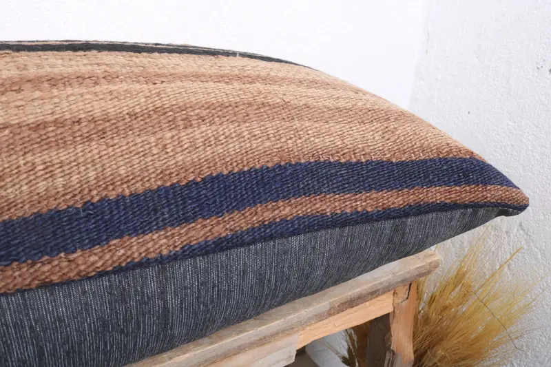 Vintage Kilim Throw Pillow, Pillow, Yoga Pillow Case, Turkish Bench Cushion Case, Antique Pillows, Boho Pillow, 16x36 Brown Pillow Case - 6