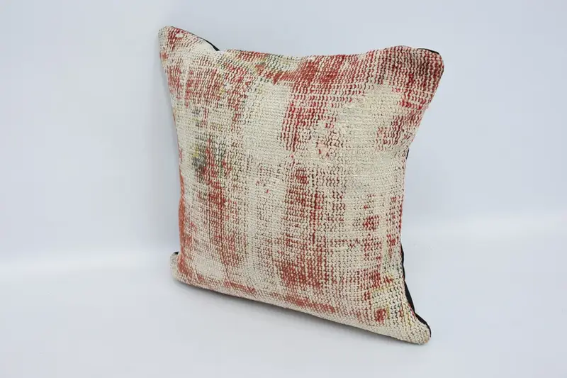 Turkish Pillow, Pillow Sham, Ethnical Kilim Rug Pillow, 16x16 White Cushion Cover, Rustic Pillow, Morroccon Kilim Cushion Cushion Cover, Gift Pillow - 4
